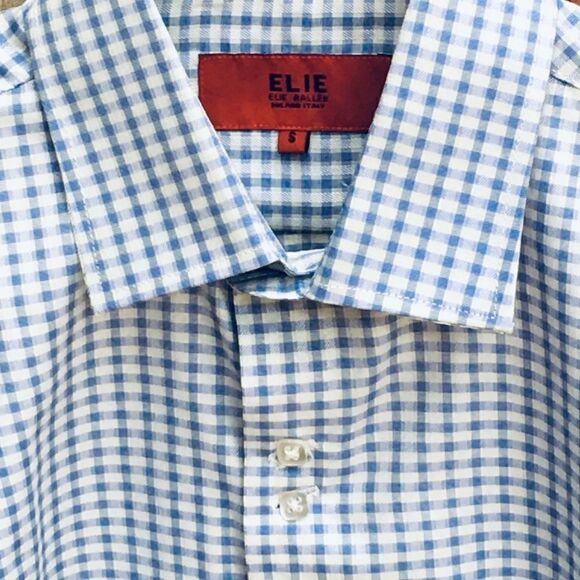 Elie Blue White Check L/S Square Button Down Shirt - Picture 5 of 12